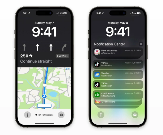 泸州苹果维修服务分享iOS17锁屏地图导航半屏显示长什么样 